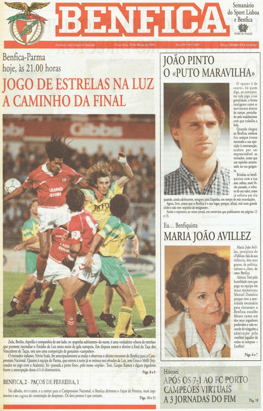 jornal o benfica 2685 1994-03-29